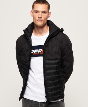 Superdry Radar Mix Quilt Fuji Férfi Kabát Fekete | TANLK5217